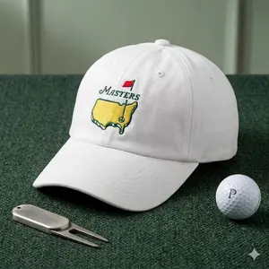 2026 Masters Augusta National Golf Hat – White Tech Performance Cap for Men, Lightweight Breathable Golf Hat, Classic Tournament Style