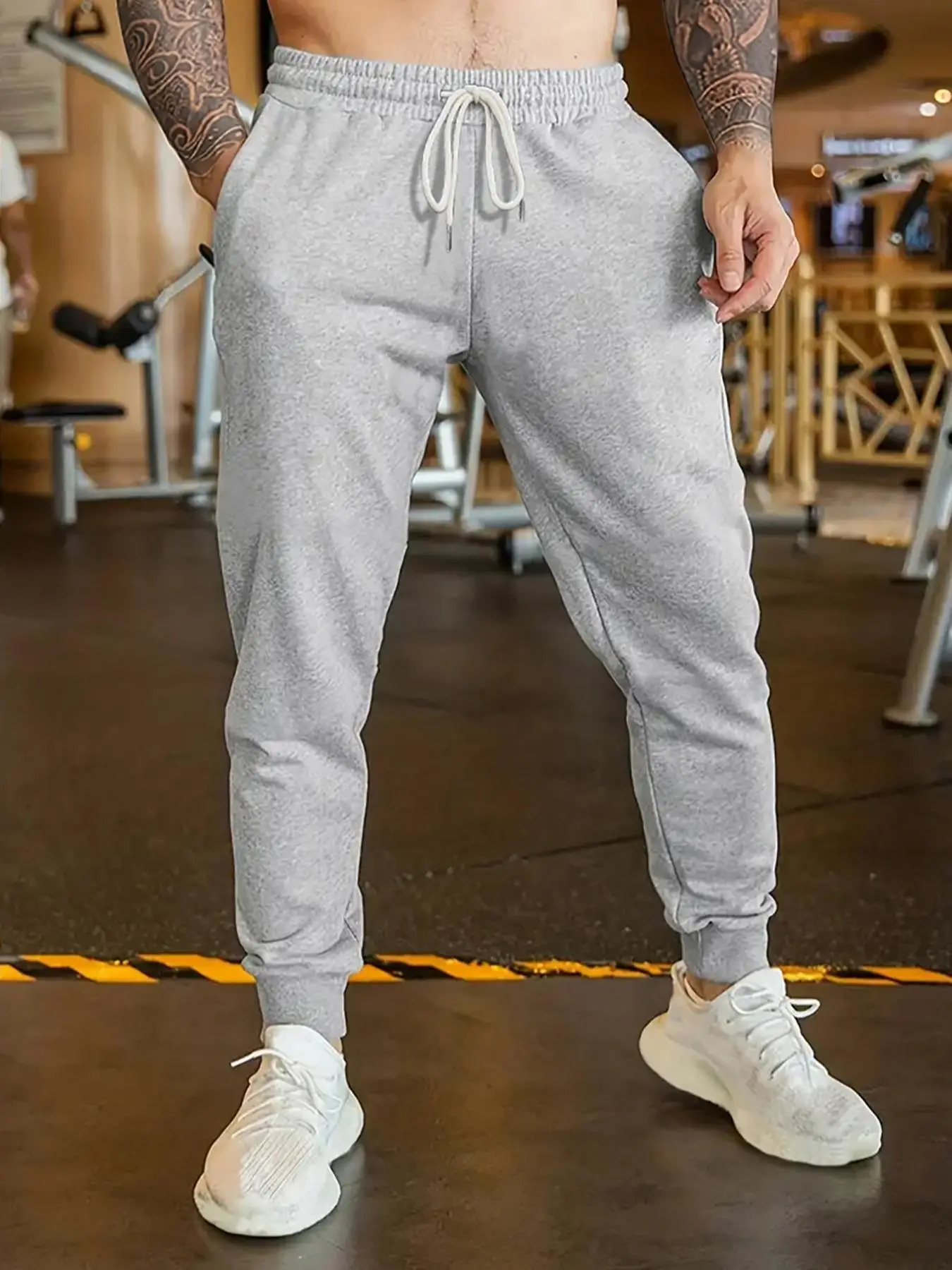 Men's Plain Adjustable Drawstring Waist Sweatpants, Soft Jogger Trousers for Daily Gym Workout Running, Mens Pants, Pants for Men, Stylish Casual Clot
