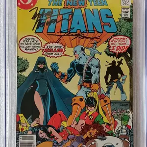 New Teen Titans #2 Newsstand Edition ~ CGC 9.6 White Pages, Signed Marv Wolfman & George Perez with Retired Label!! 1st Appearance of Deathstroke the Terminator & Trigon!!