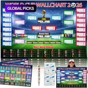 2026 World Cup Viewing Wall Sticker, 48 Teams Complete Group Schedule, Elimination Match Chart, World Ranking Overview, Must-Have Fan Poster, Home Classroom Decorations