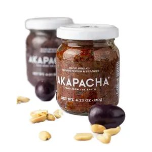 Akapacha Olive Spread with Rocoto Pepper & Peanuts - Bold Vegan Chilean Gourmet Spread 4.23 oz, Handcrafted with Azapa Valley Olives & Bolivian Peanuts