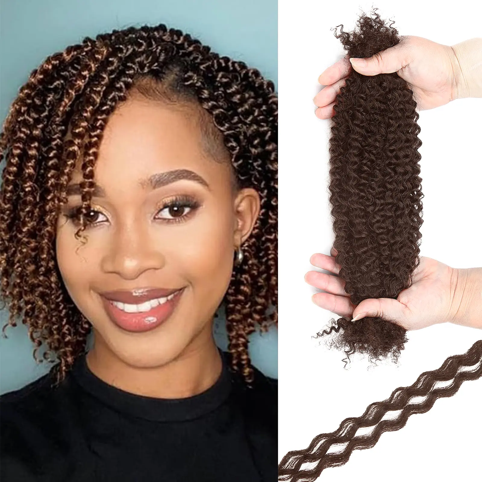 4# 16inch Afro Kinkys Bulk Human Hair for Dreadlocks Extensions Repair, 1 Pack 30g for Micro Locs Extensions