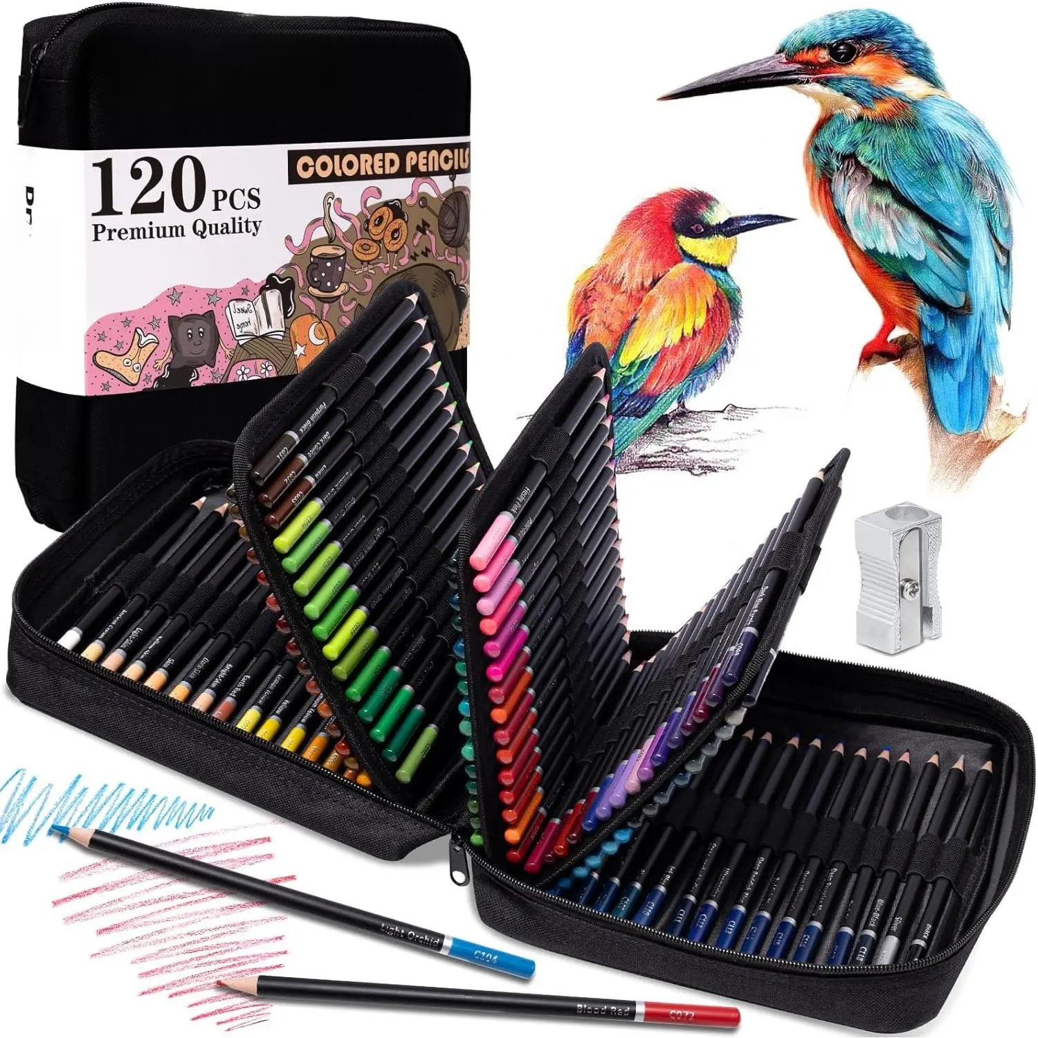 120 Colored Pencils for Adult Coloring Books, Professional Soft Core Drawing Sketching Shading Pencils Set with Zipper Case, Coloring Pencils for Adults, Artists, Professionals and Colorists