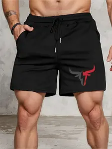 Men's High Street Style Pattern Print Shorts, 100% Polyester Fiber, Casual Gym Shorts for Running, Gym, Summer Activities
