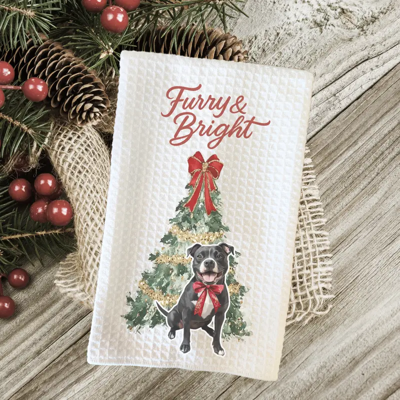 CHRISTMAS Furry and Bright Dog Kitchen Towel