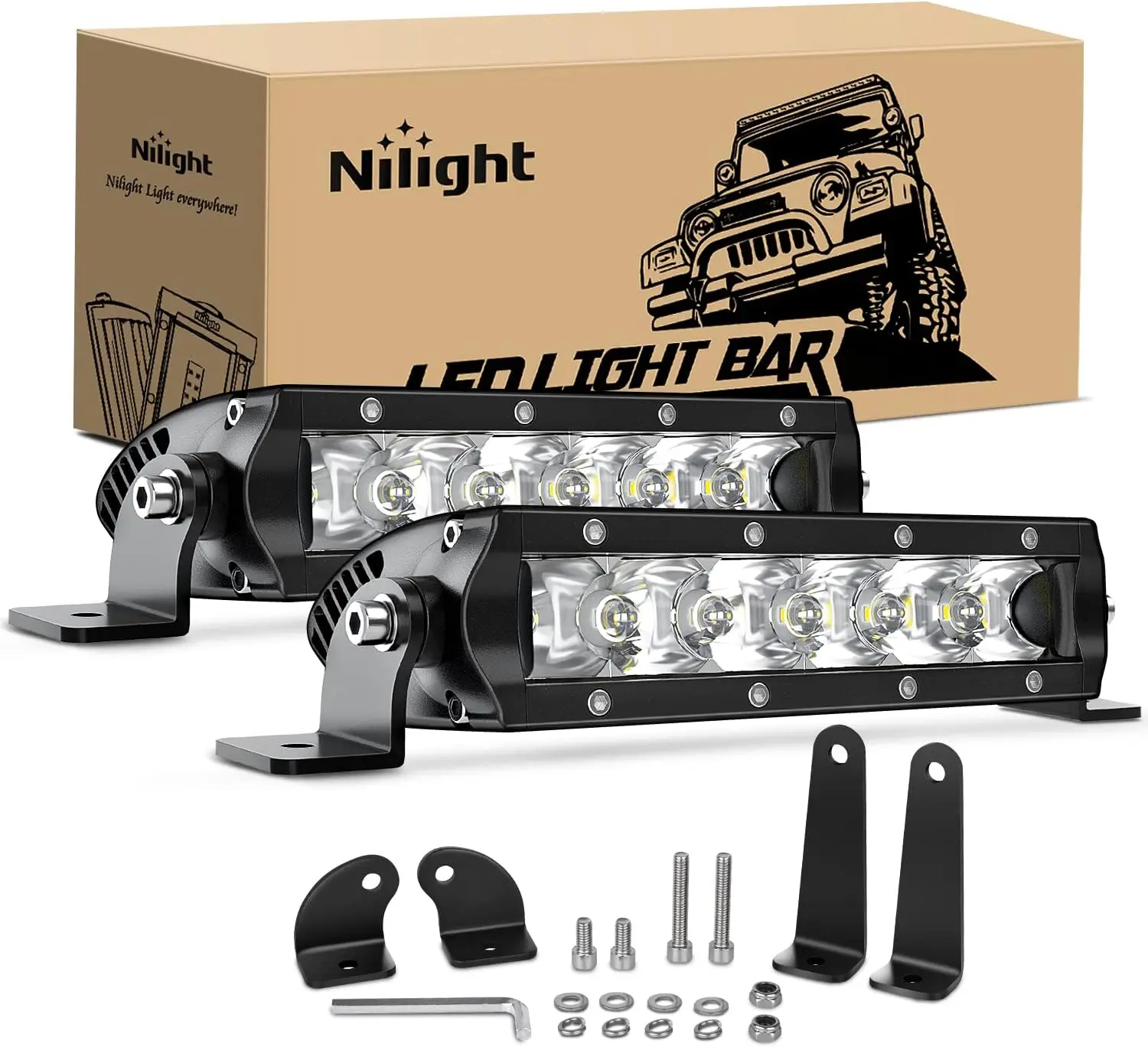 Nilight Super Slim Triple Row 7Inch 30W Spot Driving Fog Pods - 2Pcs, 3600LM, Car LED Lights, Auxiliary Off-Road Lights with 2-Style Mounting for Trucks, SUVs, Led Lights Car, Auxiliary Lights