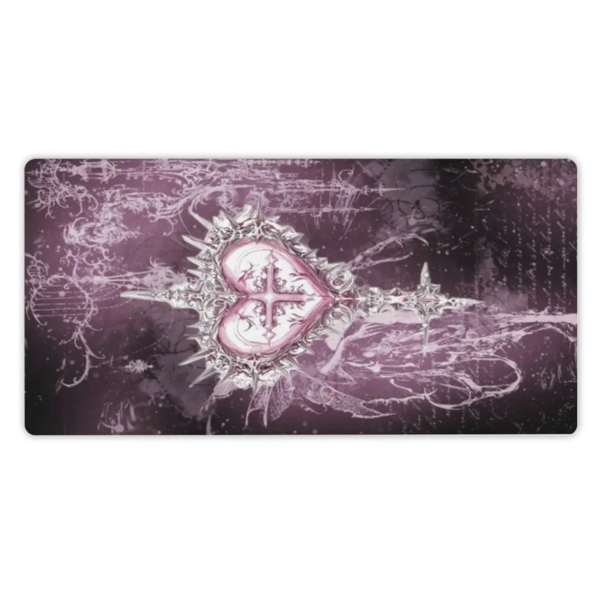 Sacred Heart Gothic Mouse Pad, Pink Cross Y2K Desk Mat, Dark Coquette Gaming Mousepad, Gothic Aesthetic Keyboard Pad, XL Anime Desk Mat
