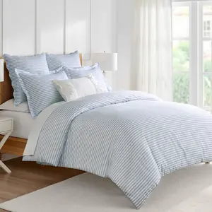 Martha Stripe Blue Comforter Set
