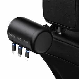 Multi Retractable 3-in-1 Car Charging Station – Fast Headrest Charger Box for iPhone, Android & USB-C Perfect for Uber & Lyft Passengers