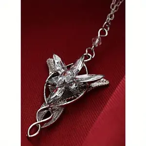 New Lord of the Rings Arwen'S Necklace Evenstar Pendant Crystal Silvery Chain