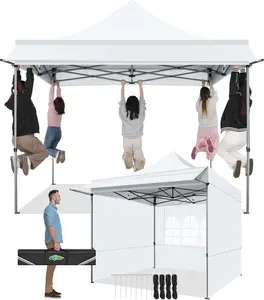 COBIZI 10x10 Pop Up Canopy Tent with Awning,Heavy Duty Canopy UPF 50+, Wind Waterproof Commercial Outdoor Street Vendors Party Tents