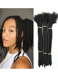 Handmade Permanent Dreadlock Hair Extensions, Real Human Hair Dreadlocks, 4-16 Inches, Thickness 0.6cm, Natural, Unisex African Hairstyle