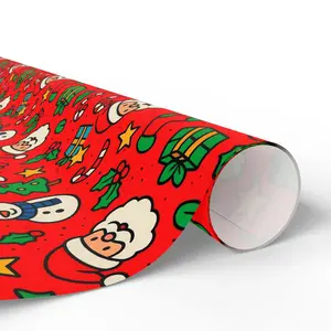 Festive Holiday Wrapping Paper, Christmas Gift Wrap, Santa and Snowman Print, Seasonal Gift Wrap, Eco-Friendly Wrapping