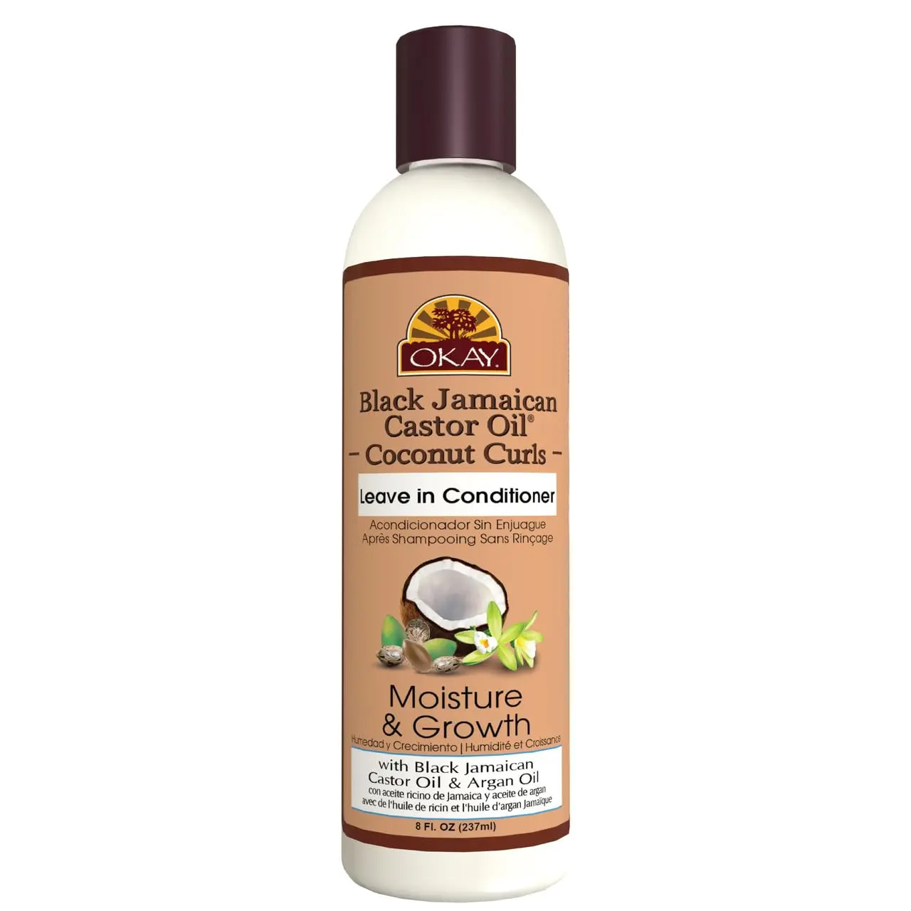 OKAY Black Jamaican Castor Oil Leave In Conditioner - Hair Moisturizer For Women And Men, Natural Hair Product For Hair Growth, Curly Hair Grease For Smooth, Moisturized Hair - 8 Oz (Pack Of 1)