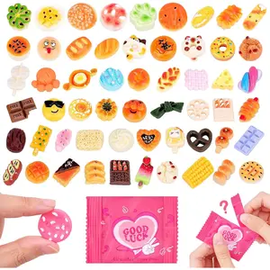 100 Pcs Mystery Food Blind Bags - Mystery Bag Mini Resin Food Figures Bulk, Miniature Favor for Mini, Resin Craft Accessories Decorations, Cake Décor, GIF-ts