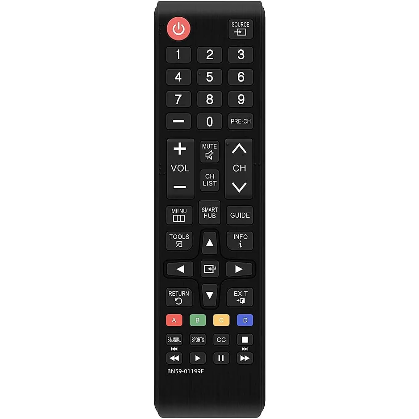 Universal TV Remote Controller Accessory - Compact, Portable Replacement with Ergonomic Grip for Samsung LCD, LED, HDTV, 3D Smart TVs