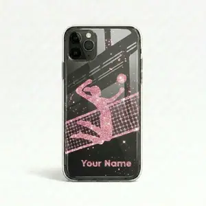 Personalized Volleyball Phone Case Custom Name Glitter Clear Case Gift for Volleyball Player Girl
