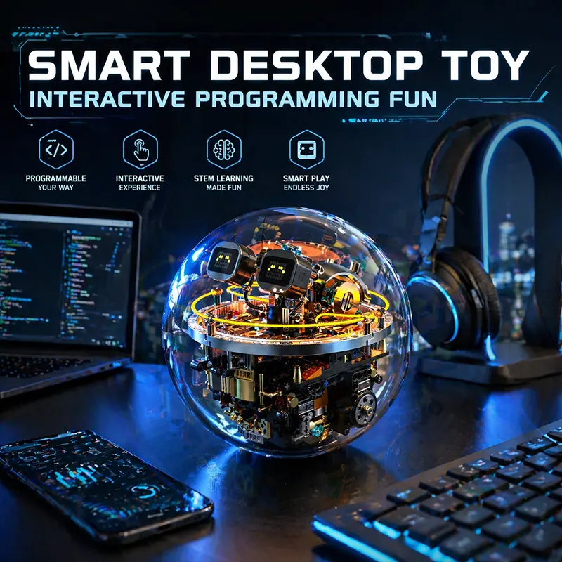 STEM Intelligent Programmable Spherical Robot Model, Remote Control Building Block Toy, Sci-Fi Smart Orb RC Electric Playset, Improves Hand-Eye Coordination, Birthday Gift for Kids