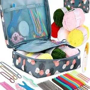 130pcs Crochet Set DIY Starter Kit with All Materials Portable Yarn Knitting Tools Basic Craft Tool Kit Random Yarn & Crochet Hook Colors