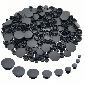 360 PCS 9 Sizes Flush Type Plastic Hole Plugs Snap in Locking Hole Tube Furniture Fencing Post Pipe Insert End Caps Black