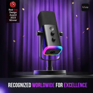 FIFINE AmpliGame AM8-XLR/USB Gaming Microphone with RGB Light Mute Button Headphones Jack Desktop Stand for Podcasting PC Gaming Streaming