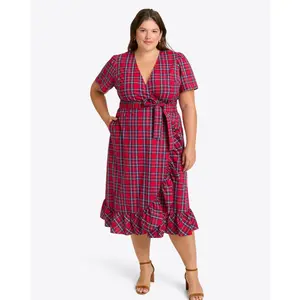 Reba Midi Wrap Dress in Angie Plaid