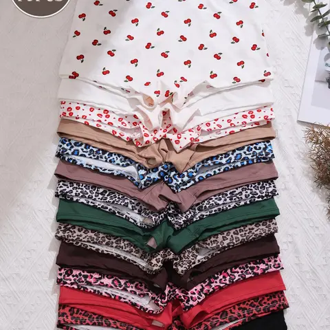 Women's 10-Pack Boxer Briefs, Random Colors, Comfortable Low-Waist Underwear, Casual Fitted Design, All Seasons Wear, Elastic Underwear