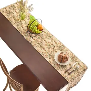 Yimanqiyun American Retro Style Table Runner Decorative Table Flag Jacquard Tassels Dustproof Cover Coffee Table TV Cabinet