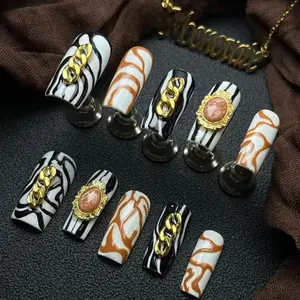 Moonovate - DUNE 10pcs Handmade Press On Nails Square Nails REUSABLE 3D Gel Fake Nails Acrylic Press On Nails											