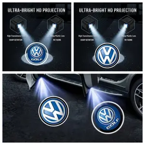 2-Pack Volkswagen LED Welcome Projection Lights, No Drilling Car Door Logo Lights, Compatible with Atlas Gti Touareg Passat Golf Series