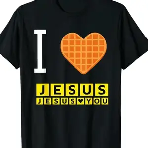 I Love Jesus Jesus Love You Waffle Comfort Colors Shirt, Bryce Crawford Merch, Christian Apparel Graphic Tee, Funny Christian Breakfast T-shirt, Unisex Casual 25   Inspirational Quote TShirt, Viral Unisex Comfort Colors rock