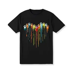 Women's Plus Size Casual T-Shirt with Heart Print - Crew Neck, Short Sleeve, Stretchy , Machine Washable shirts men