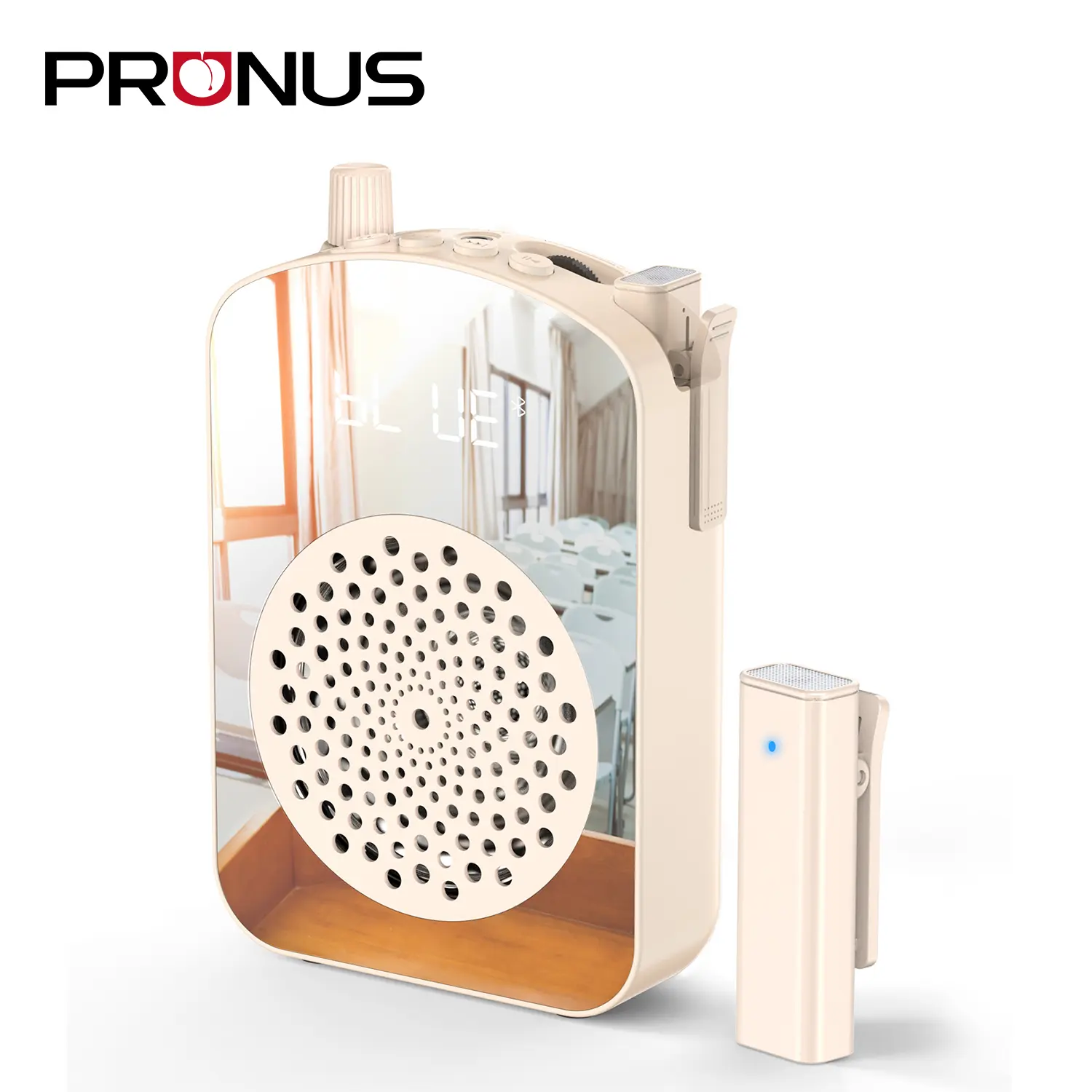 PRUNUS A10 Voice Amplifier Wireless with Lapel Microphone Charging&Storage Portable Voice Amplifier for Teacher with Microphone Headset and Speaker Mini Voice Amplifier for Classroom Speech Training Beige Audio Handy Wired Smartphone - Bluetooth