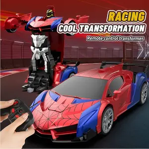 2-in-1 Transforming RC Car for Boys 4-12, 1:18 Scale Remote Control Robot Car with 360° Rotating Drifting, LED Lights, Rechargeable Battery Toy Car, Ideal Birthday Easter Christmas Gift for Kids