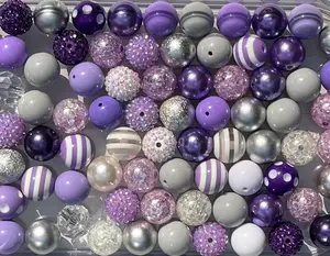 Purple Mix 20mm Bubble Gum Bead Mixes Chunky Bead Mixes for Jewelry Making Key Chains Pens Durable Plastic Round Beads Adjustable Beaded Design