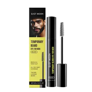 Temporary Beard Dye for Men, Black Beard & Eyebrow Color Touch-Up Mascara Wand, Instant Gray Coverage & Patchy Beard Filler with Castor Oil, Natural & Sweatproof Mustache Tint, Fast Drying Gentle Grooming Pen, 12ml