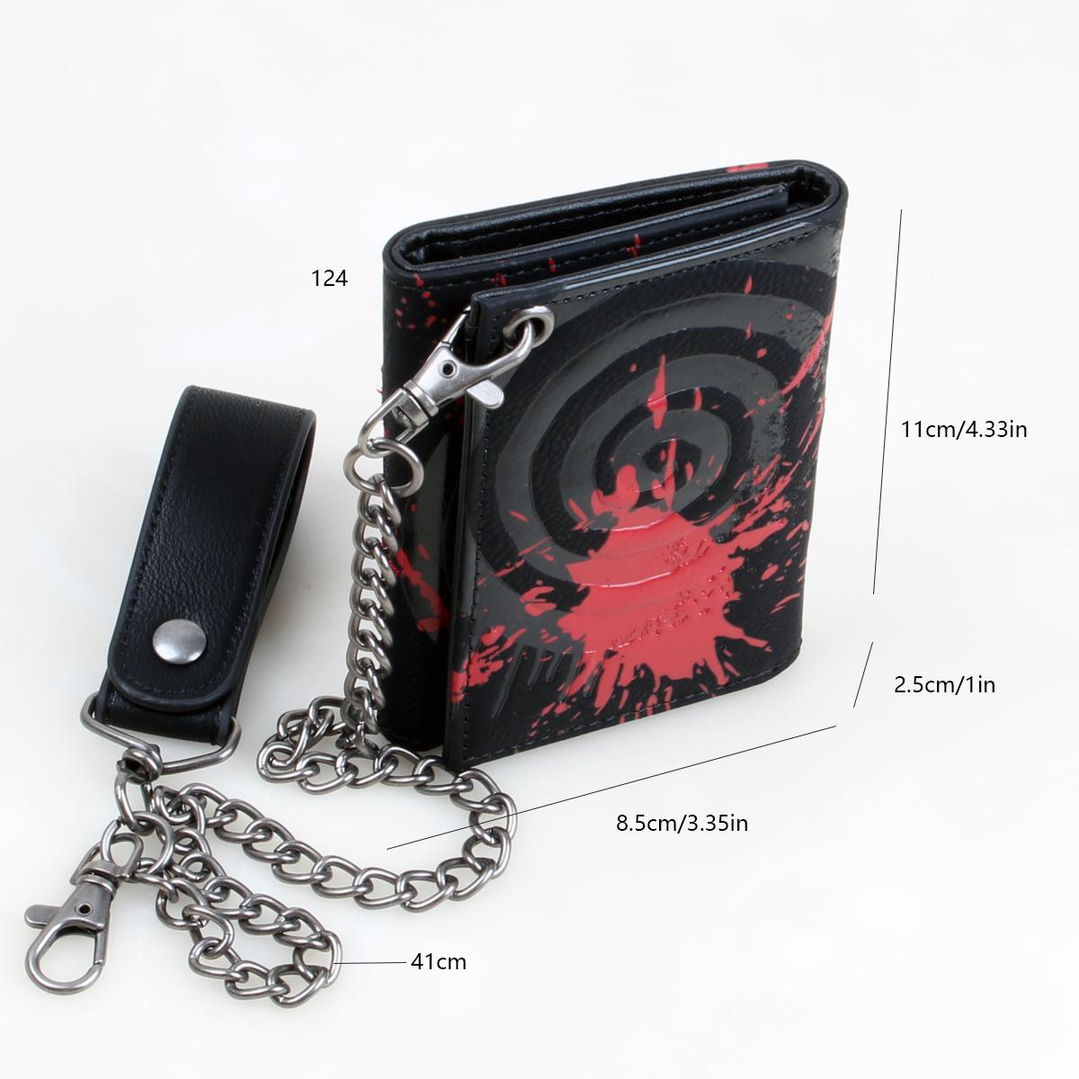 Three fold men's wallet with chain, personalized embroidered relief printed men's card clip