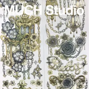 1pc (6.5*100cm) Gilded Crystal Glass, Gorgeous Ceiling Lamp Pattern Decorative Sticker, High-End Craftsmanship PET Tape, Exquisite Pattern, Versatile and Practical, Perfect for Scrapbooking, Journal Decoration, Diaries, Notebooks, Greeting Cards, Photo Fr