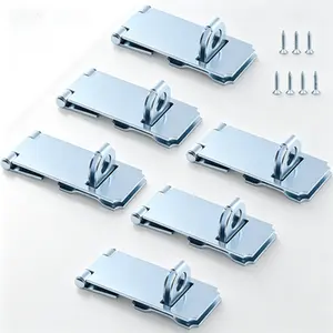 6 Pack 3-1/2 inch Padlock Hasp Latch Set, Heavy Duty Door Gate Lock with Safety Clasp, Extra Thick Hasp Lock with Screws Included, Security Latch for Sheds Cabinets Storage Boxes, Durable Hardware Lock