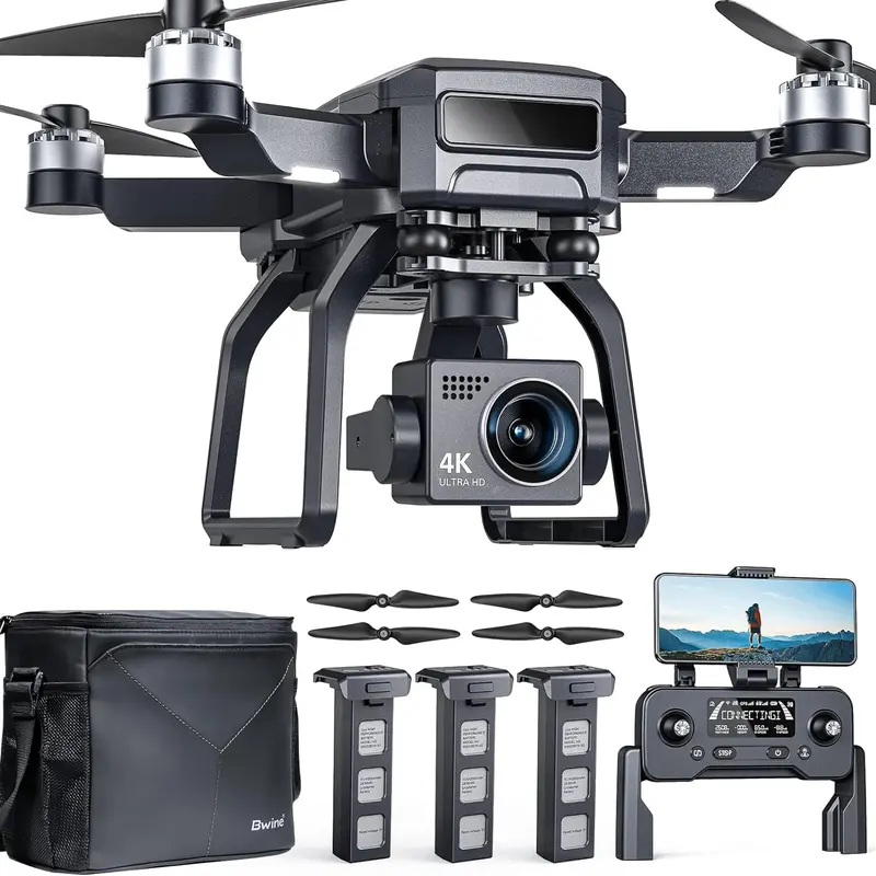 Bwine F7GB2 Pro Drones with Camera for Adults 4K UHD Aerial, 3-Axis Gimbal, 10000FT Control, 75 Mins Flight Time with 3 Batteries, GPS Follow, Waypoint, Orbit Fly, Auto Return, Beginner Mode, Cover, Accessories