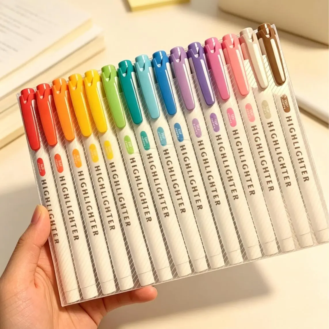 15 Pack Double Ended Mild Highlighters, Dual Chisel & Fine Tip Pastel Fluorescent Markers, Soft Color Highlighter Pens for Journaling, Underlining & Note Taking, Back to School Office Stationery Supplies