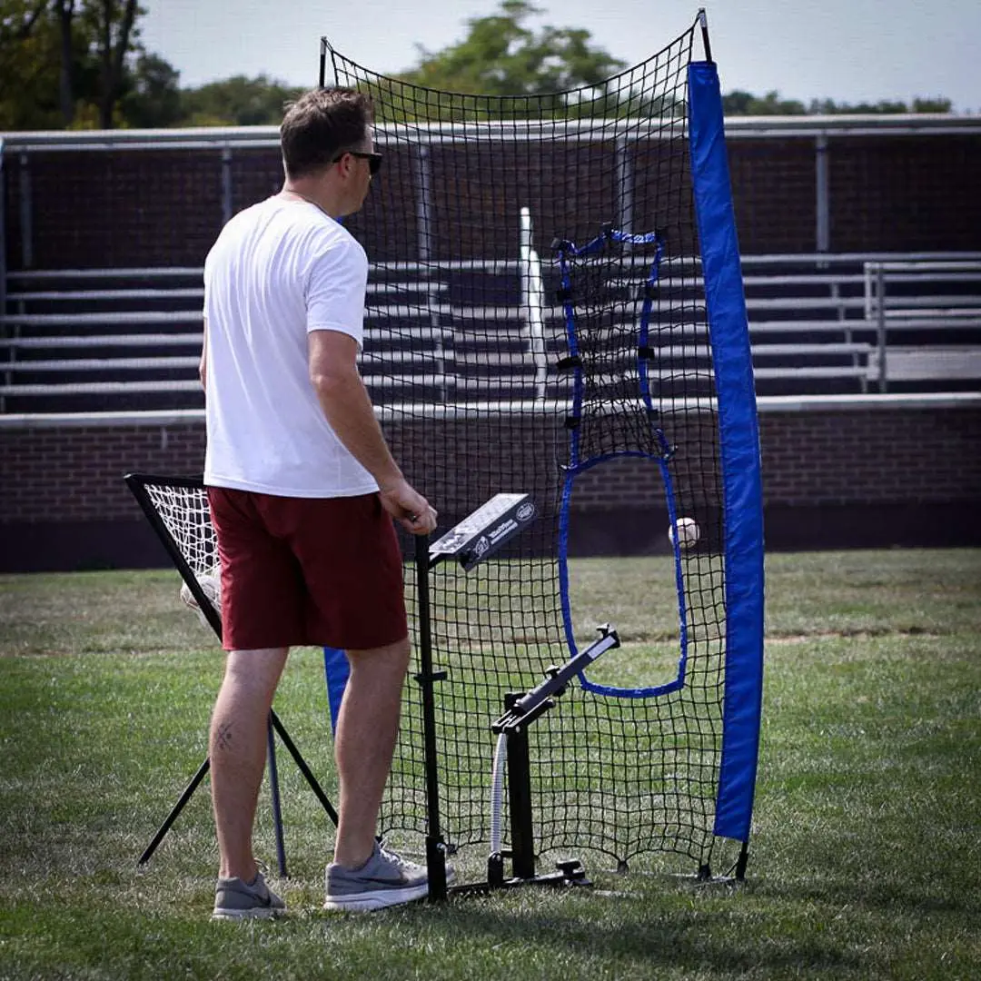 Louisville Slugger Black Flame Training Bundle – Pitching Machine + Flex Protective Screen + Ball Caddy | Complete Batting Practice Set