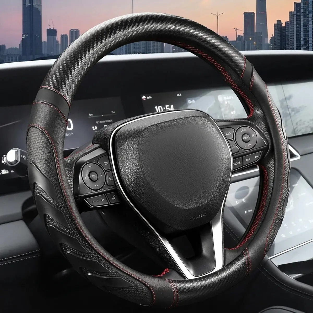 Car rubber Steering Wheel Cover, Universal 14.5"-15",Black | Universal Car Accessory for Diverse Cars, Car Steering Wheel Cover with Anti-Slip Lining, Full Protection, Easy Installation