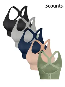 5 Pack Women's Seamless Sports Bras with Open Back Design, Medium Support Yoga Tops for Gym and Fitness, Stylish Activewear for an Active Lifestyle, Workout Bra