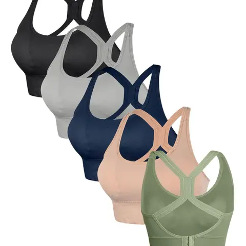 5 Pack Women's Seamless Sports Bras with Open Back Design, Medium Support Yoga Tops for Gym and Fitness, Stylish Activewear for an Active Lifestyle, Workout Bra, Workout Clothes Women