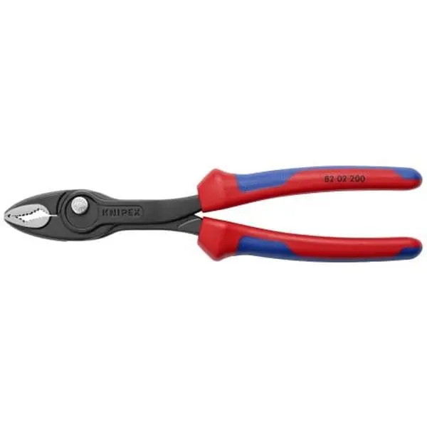 KNIPEX (82 02 200 SBA) 8-in TwinGrip Pliers, Hardened for Screws, Front Push Button with Multiple Capacities, Adjustable