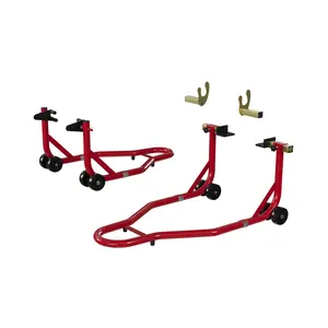 2PCS Heavy Duty Motorcycle Paddock Stand with Adjustable u+l Swingarm Spools, 900 LBS Capacity Rear Wheel Lift Stand for Vehicle, Motorcycles Maintenance & Repairs, Red Color