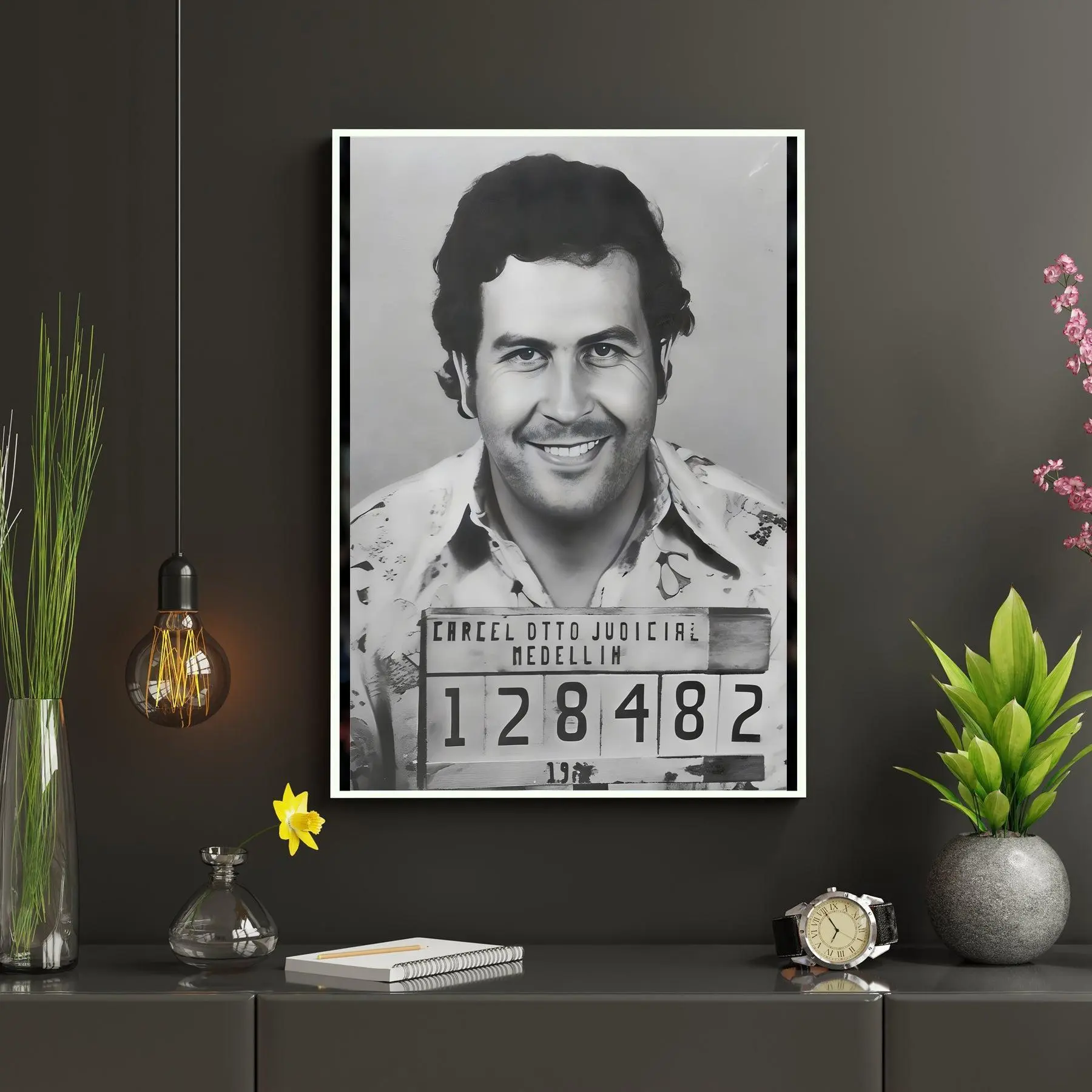 Pablo Escobar Mugshot Print, Pablo Escobar Poster, Black and White Photo Print, Colombian Leader, Narcos Movie Poster, Man Cave