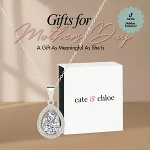 Isabel 18k White Gold Plated Halo Teardrop Necklace with Simulated Diamond Crystals