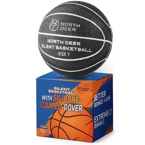 Northdeer Indoor Basketball Size 7 with Fabric Cover, Airless Basketball for Quiet Dribbling, Real Grip & Bounce, Ideal Gift for Grown-ups & Youth